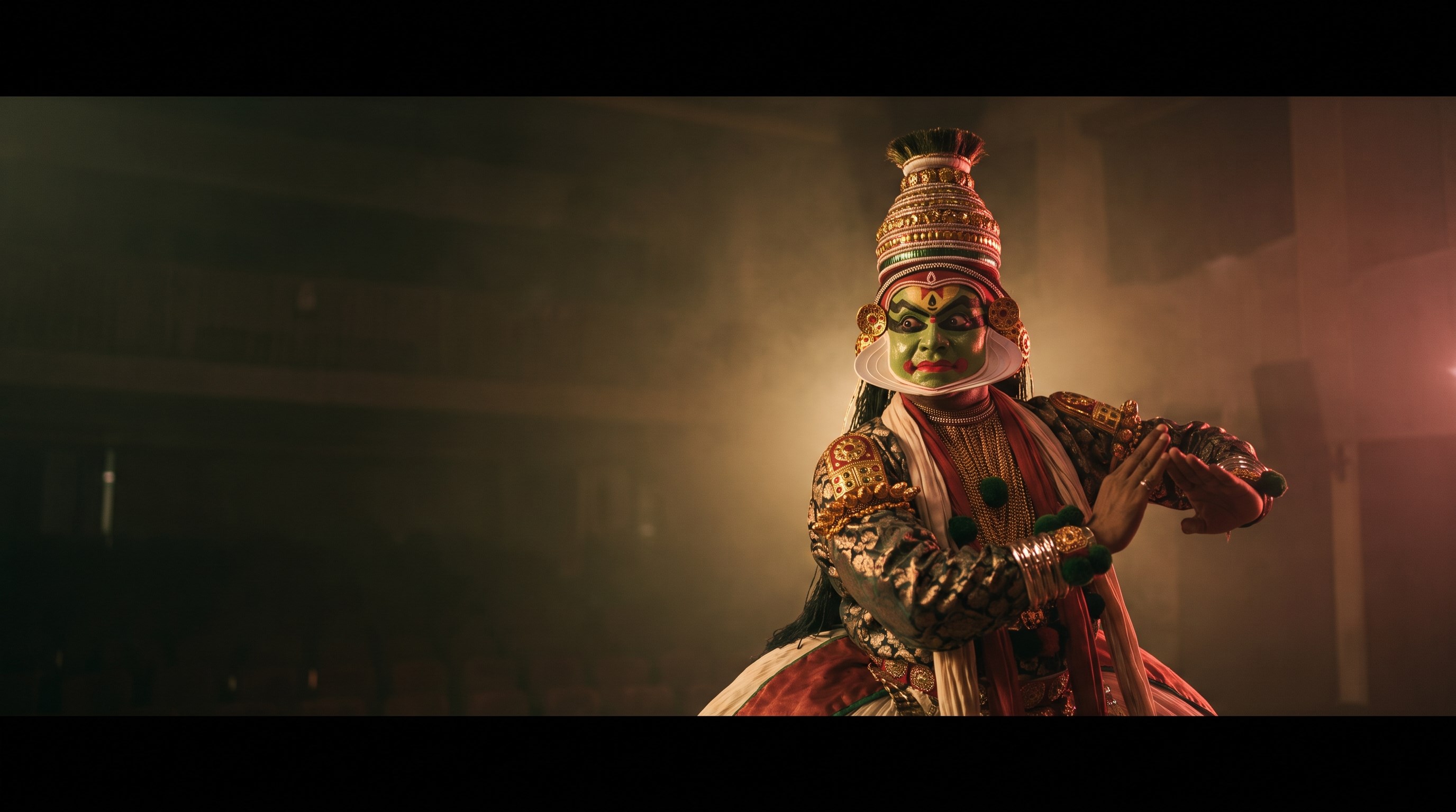 A traditional Kathakali performer — explore Kerala's destinations with Fetraco