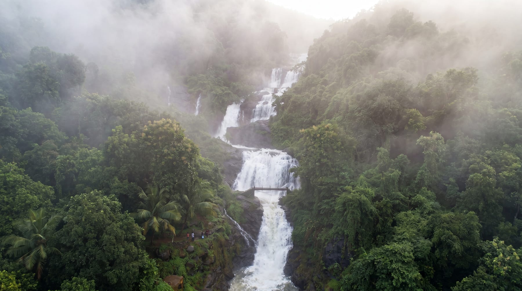 A rainforest waterfall deep in the riverside wilderness of Yendayar, Kerala